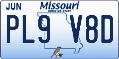 MO license plate PL9V8D