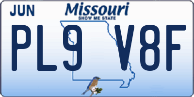 MO license plate PL9V8F