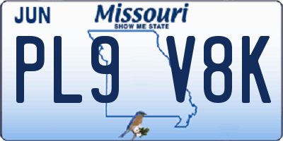 MO license plate PL9V8K