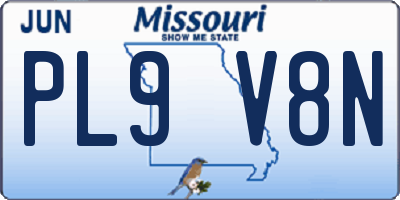 MO license plate PL9V8N