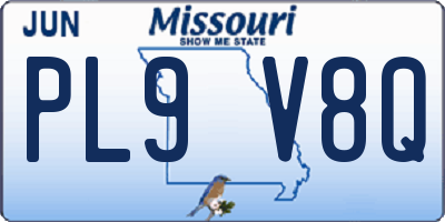 MO license plate PL9V8Q