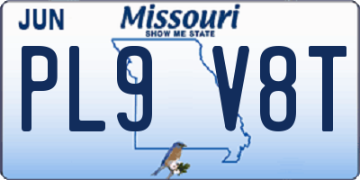 MO license plate PL9V8T