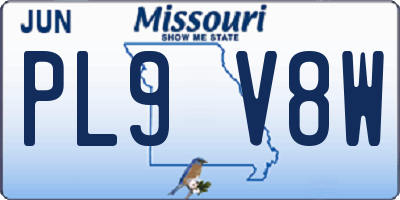 MO license plate PL9V8W