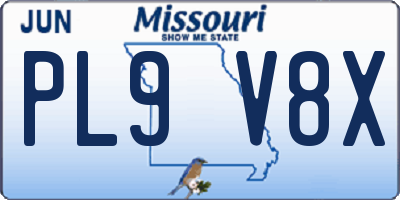 MO license plate PL9V8X