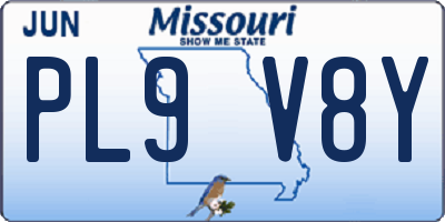 MO license plate PL9V8Y