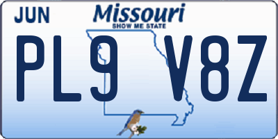 MO license plate PL9V8Z