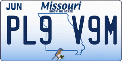 MO license plate PL9V9M