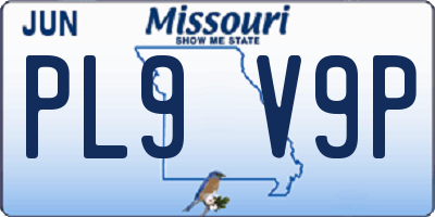 MO license plate PL9V9P