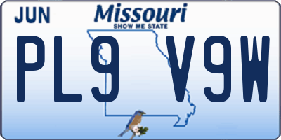 MO license plate PL9V9W