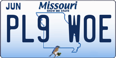 MO license plate PL9W0E