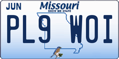 MO license plate PL9W0I