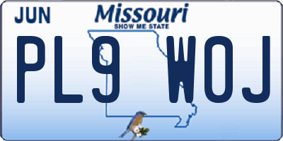 MO license plate PL9W0J
