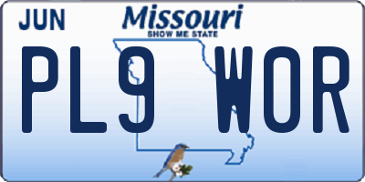MO license plate PL9W0R