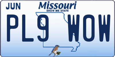 MO license plate PL9W0W