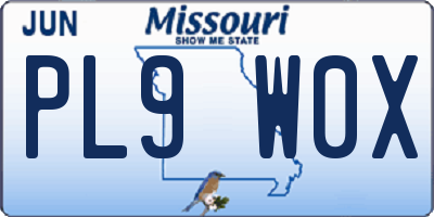 MO license plate PL9W0X