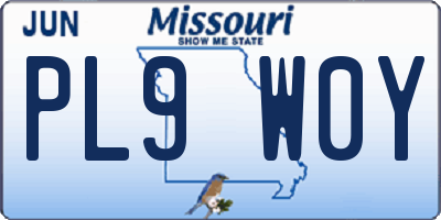 MO license plate PL9W0Y