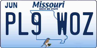 MO license plate PL9W0Z