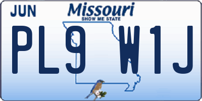 MO license plate PL9W1J