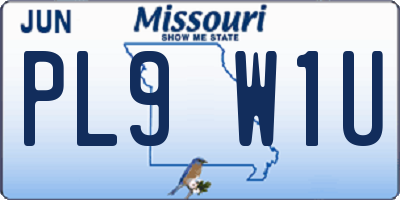MO license plate PL9W1U