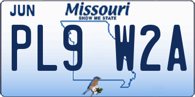 MO license plate PL9W2A