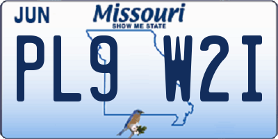 MO license plate PL9W2I