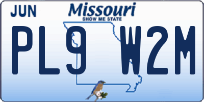 MO license plate PL9W2M