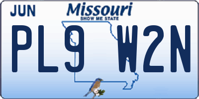MO license plate PL9W2N
