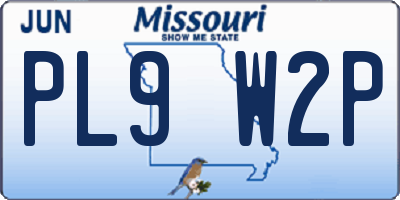 MO license plate PL9W2P