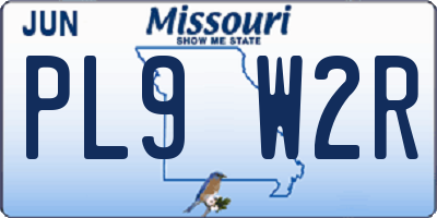 MO license plate PL9W2R