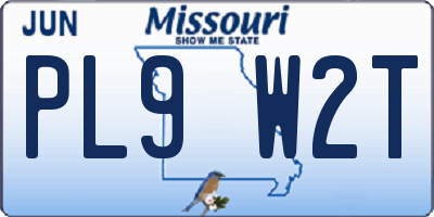 MO license plate PL9W2T