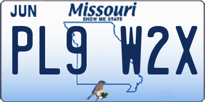 MO license plate PL9W2X