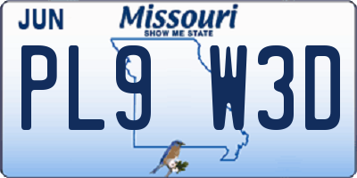 MO license plate PL9W3D