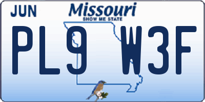MO license plate PL9W3F