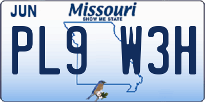 MO license plate PL9W3H