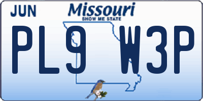 MO license plate PL9W3P