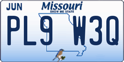 MO license plate PL9W3Q
