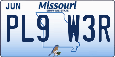 MO license plate PL9W3R