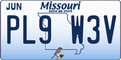 MO license plate PL9W3V