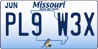 MO license plate PL9W3X