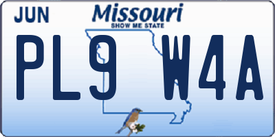MO license plate PL9W4A