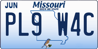 MO license plate PL9W4C