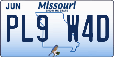 MO license plate PL9W4D