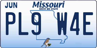 MO license plate PL9W4E