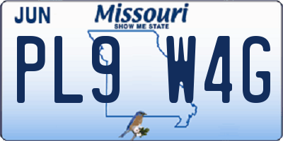 MO license plate PL9W4G