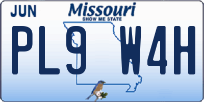 MO license plate PL9W4H