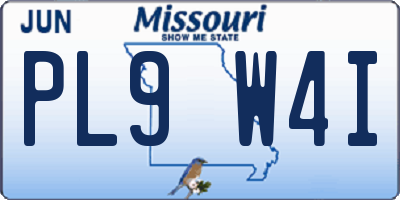 MO license plate PL9W4I