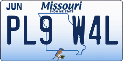 MO license plate PL9W4L
