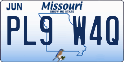 MO license plate PL9W4Q