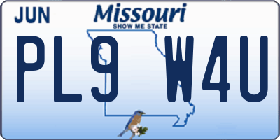 MO license plate PL9W4U