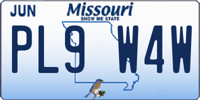 MO license plate PL9W4W